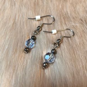 Blue Iridescent Drop Earrings
